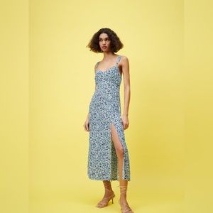 ZARA Floral Print Maxi Dress with Slit